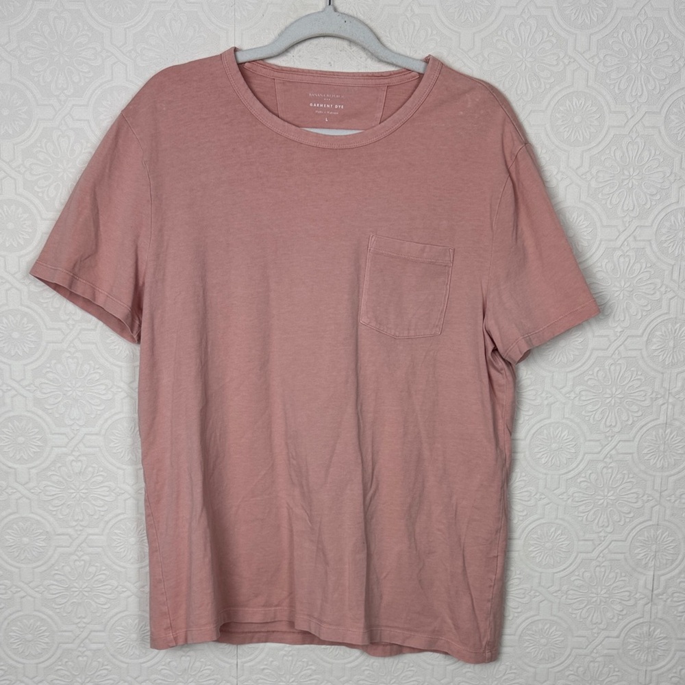 Banana Republic Garment Dye Pink Pocket T-Shirt 100% Cotton Large
